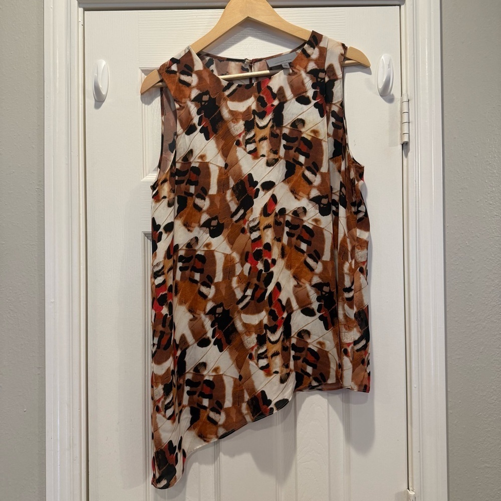 Classiques Entier Silk Blouse Women’s Med Animal Print Abstract Tank Sleeveless